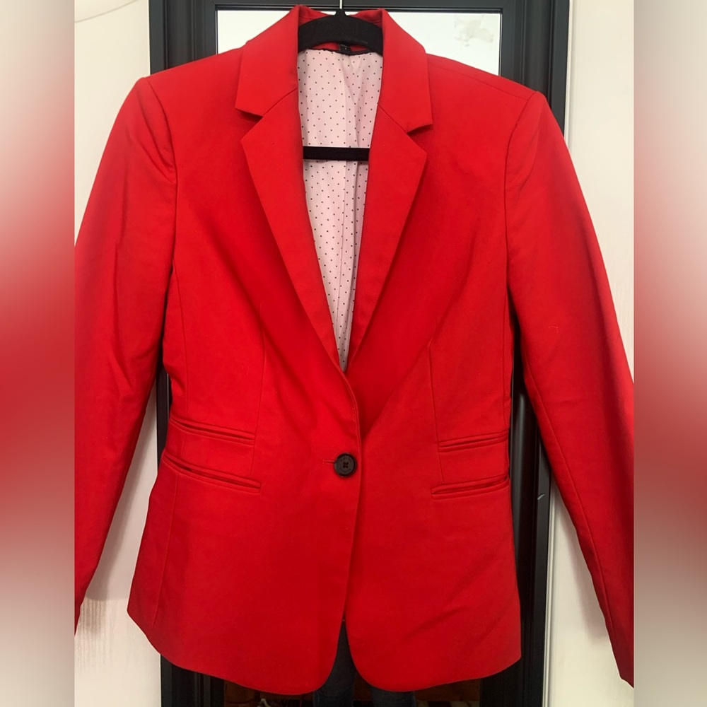 Express Red Single-Button Blazer - Picture 2 of 15